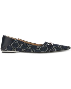 Gucci Gg Denim Vittoria Ballet Flats - White