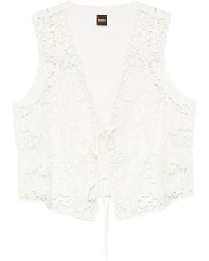 BOSS Lace Tie-Fastening Top - White