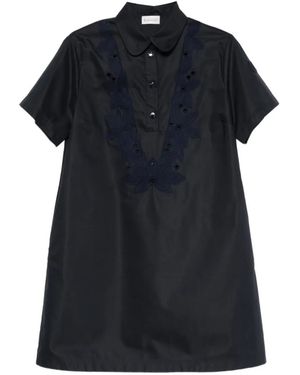 Moncler Embroidered A-Line Mini Dress - Black