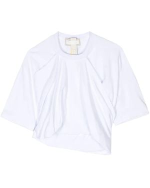 Litkovskaya Graceful Draped Cotton T-Shirt - White