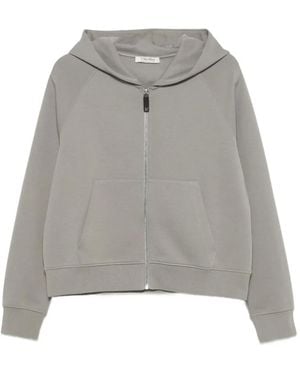 Max Mara Felpa Con Logo Ricamato E Zip - Grigio
