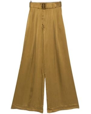 Zimmermann Tuck Belted Satin-Finish Palazzo Pants - Natural