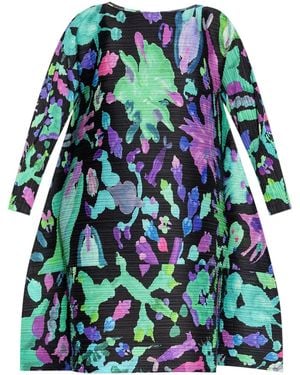 Pleats Please Issey Miyake Printed Mini Dress - Green