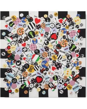 Moschino Checkerboard-Print Silk Scarf - White