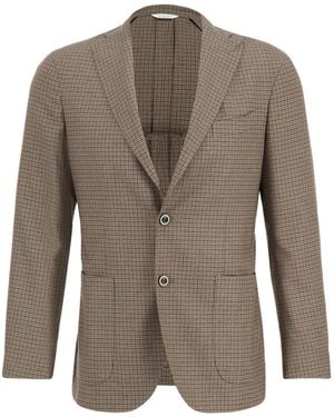 Boglioli Single-Breasted Checked Blazer - Brown