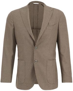 Boglioli Single-Breasted Checked Blazer - Brown