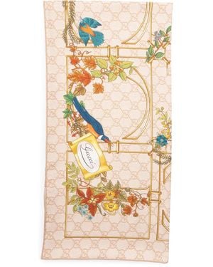 Gucci Printed Silk Scarf - White