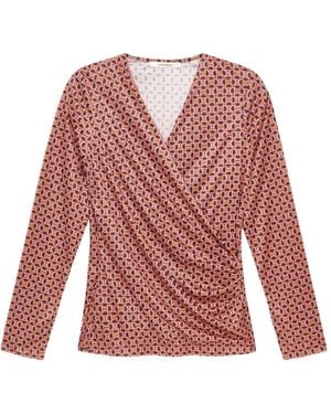 Maliparmi Gedrapeerd T-Shirt Met Microprint - Rood