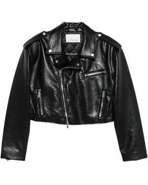 Frankie Shop Daphne Cropped Biker Jacket - Black