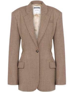 Moschino Blazer Con Stampa - Marrone
