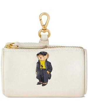 Polo Ralph Lauren Bear-Print Cylinder Coin Wallet - White