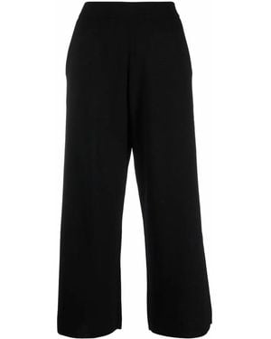 Allude Cropped Wide-Leg Wool Pants - Black