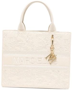 Marc Ellis Logo-Embroidered Jacquard Shoulder Bag - Natural