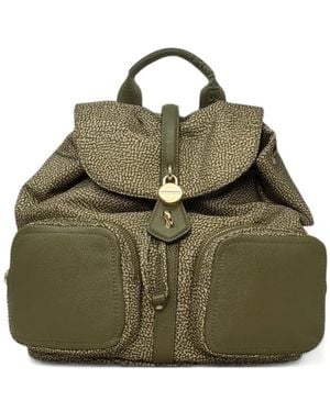 Borbonese Flap-Top Printed Backpack - Green