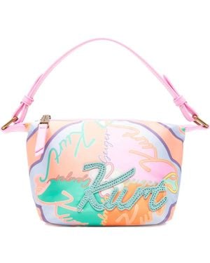 Kurt Geiger Logo-Print Crystal-Embellished Shoulder Bag - Pink