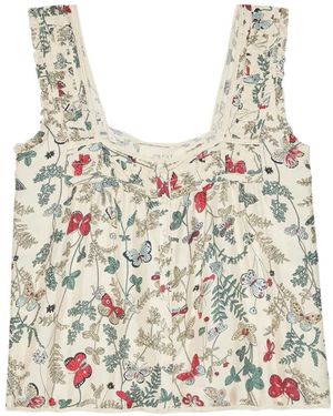 The Great The Victorian Pleated Floral Top - White