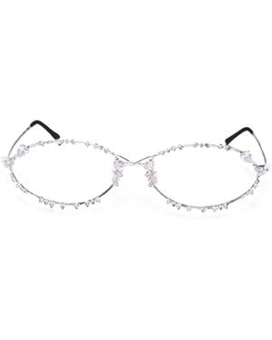 YVMIN Crystal-Embellished Oval-Frame Sunglasses - Natural