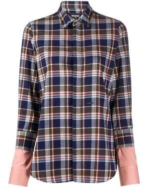 DSquared² Layered-Sleeves Plaid Shirt - Blue