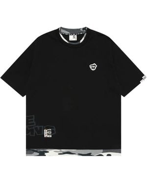 Aape By A Bathing Ape Camouflage-Detail Cotton T-Shirt - Black