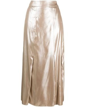 Peserico Laminated-Twill Midi Skirt - Natural