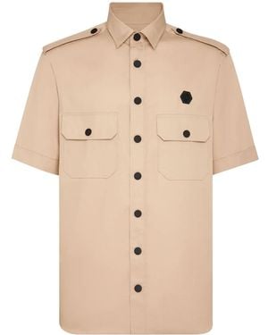 Philipp Plein Plein Gothic Cotton Military Shirt - Natural