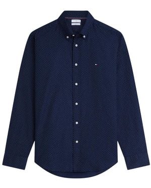 Tommy Hilfiger Micro-Print Button-Down Shirt - Blue