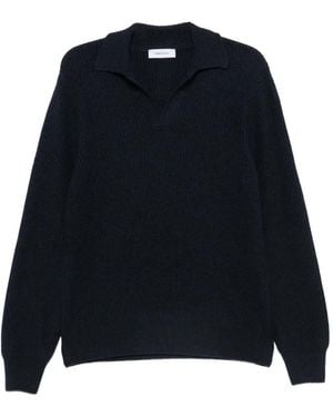 Gran Sasso Ribbed-Knit Polo-Collar Jumper - Blue
