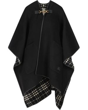 Burberry Cape À Carreaux - Noir