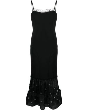 Off-White c/o Virgil Abloh Eyelet-Embellished Flared Maxi Dress - Black