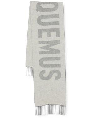 Jacquemus Logo-Intarsia Fringed Scarf - White