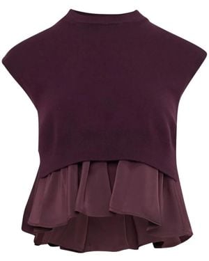 3.1 Phillip Lim Pleated-Peplum Sweater - Purple