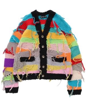 Mastermind Japan Patchwork Distressed Cardigan - Grey