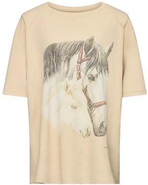 MM6 by Maison Margiela Horse-Portrait Short-Sleeve T-Shirt - Natural