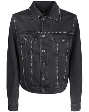 7 For All Mankind Adi Trucker Stud-Embellished Denim Jacket - Black