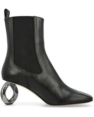 JW Anderson Chain-Heel Leather Chelsea Boots - Black
