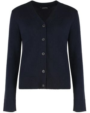 Max Mara Elbow-Patch Wool Cardigan - Blue