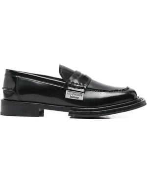 Moschino Polished Silk And Nylon Loafers - Black
