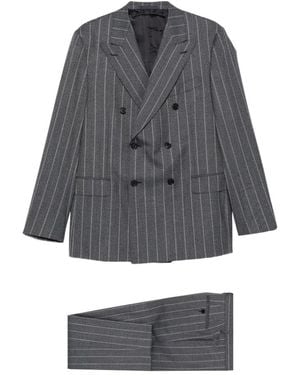 Caruso Pinstriped Double-Breasted Suit - Gray