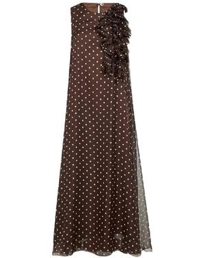 P.A.R.O.S.H. Ruffled Polka-Dot Maxi Dress - Brown
