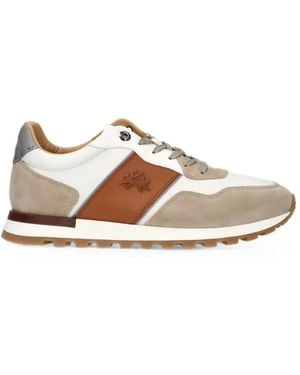 La Martina Heritage Suede-Panelled Trainers - White