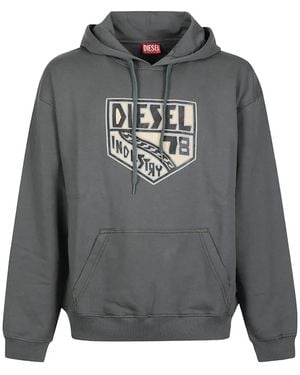 DIESEL Logo-Print Drawstring Hoodie - Grey