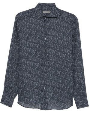 Corneliani Camicia A Fiori A Maniche Lunghe - Blu