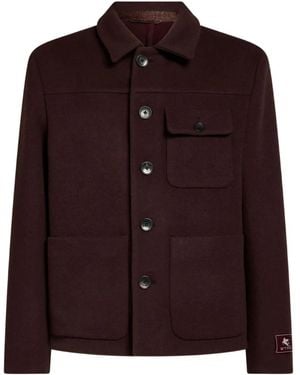 Etro Wool And Cashmere Jacquard Overshirt - Purple