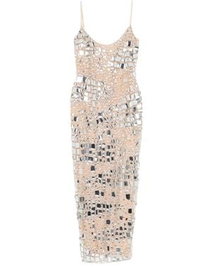 Georges Hobeika Verziertes Midikleid - Weiß