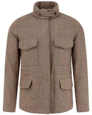 Loro Piana High-Neck Flap-Pocket Jacket - Brown