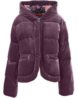 Versace Jeans Couture Velvet Puffer Jacket - Purple