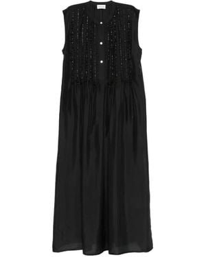 P.A.R.O.S.H. Sadio Bead-Embellished Midi Dress - Black