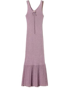 Twinset Tie-Neck Knited Dress - Purple