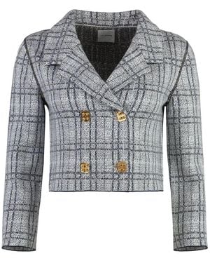 St. John Manteau Croisé À Carreaux - Gris