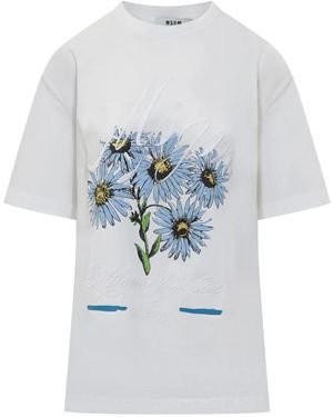 MSGM Printed T-Shirt - Blue